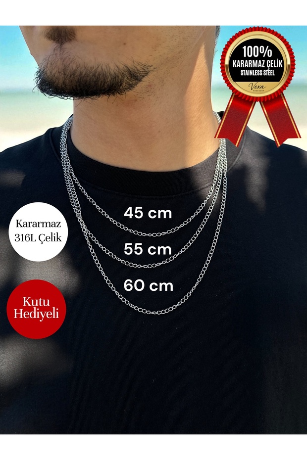 Arpa Model Premium Imported 316L Steel Chain Necklace – Tarnish-Resistant Stainless – Comes with Box