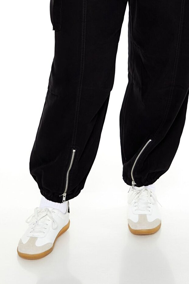 Plus Size Yüksek Bel Kargo Jogger Pantolon - 3