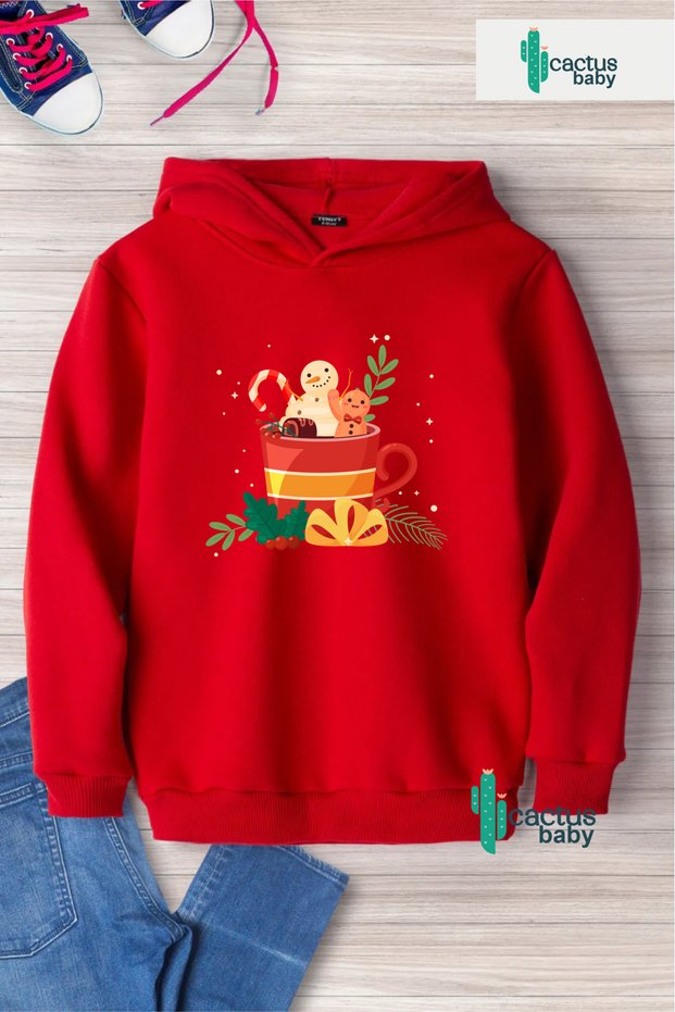 Hooded Sweatshirt Christmas New Year New Year's Day Printed Gift Children's Hoodie 3 Thread Cotton