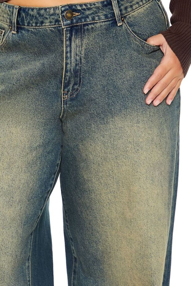 Plus Size Mide-Rise Jean Pantolon - 3