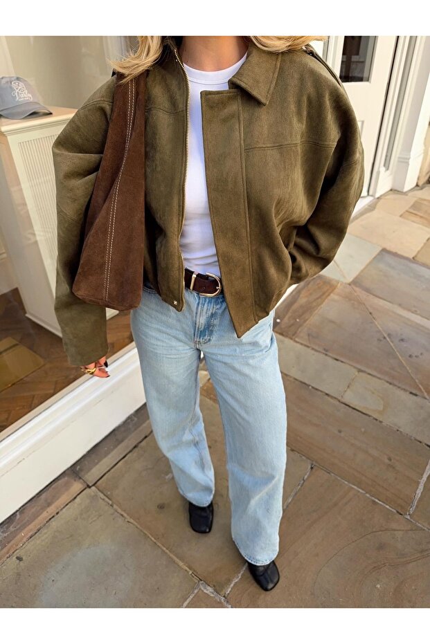 Oversize Crop Suede Coat