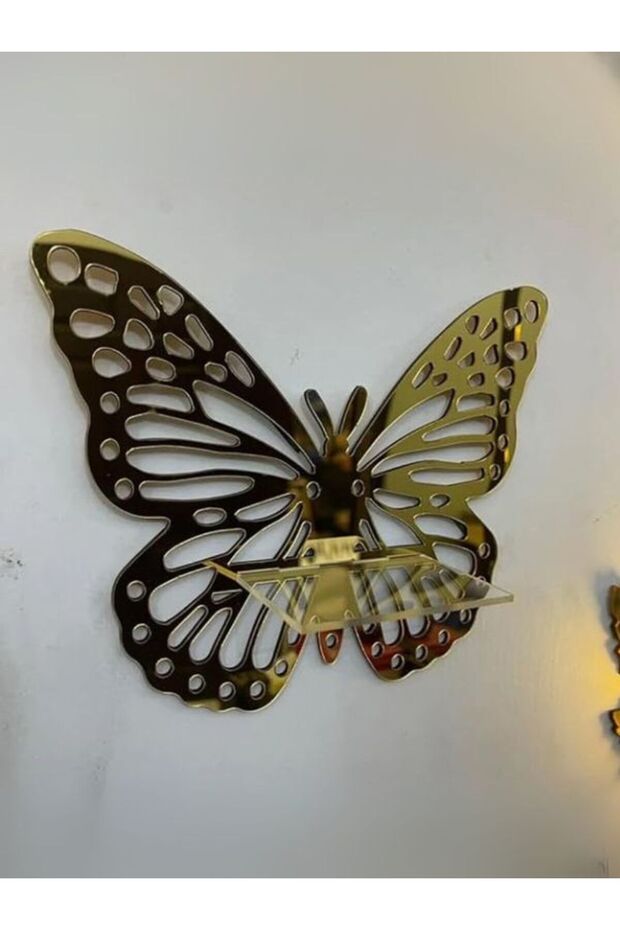 Set Of 4 | Decorative Butterfly Wall Shelf with Candlestick | Decoration Wall Shelf