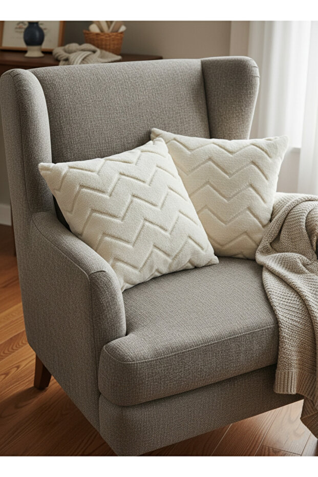 Welsoft Kemik Dokuma Jakarlı Kırlent Kılıfı 2'li - 2