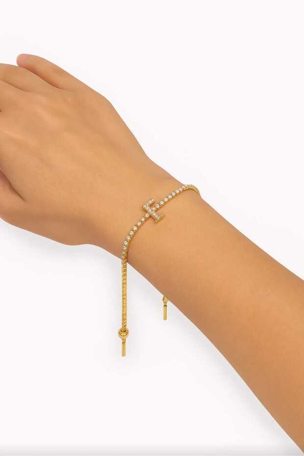 Women's Steel Letter F Waterway Bracelet Gold