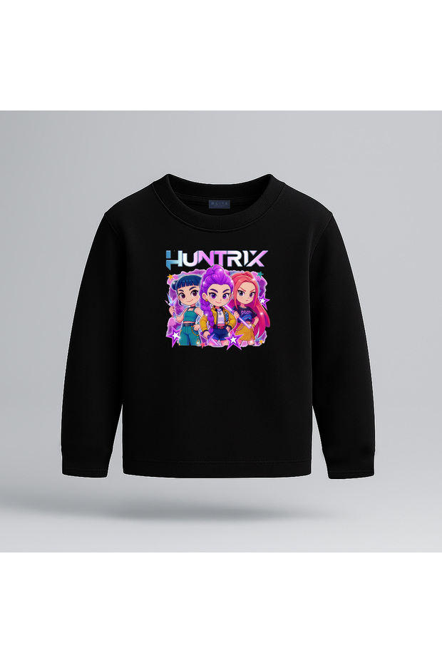 Kpop Demon Hunters Hunterix Printed Long Sleeve Girls' T-Shirt 4-13 Years Old - Huntr/X Tshirt