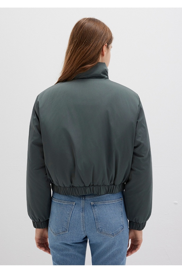 regular fit şişme yeşil mont. - 3