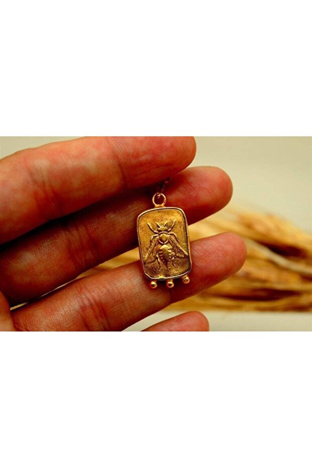 El İşi Arı Figürlü 925 Ayar Gümüş Kolye | Bereket ve Şans Simgesi Takı - 2