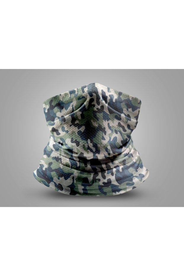1St with Military Camouflage Design Quality Biker Buff Mask Outdoor Neck Gaiter Unisex Bandana, Domestic Production