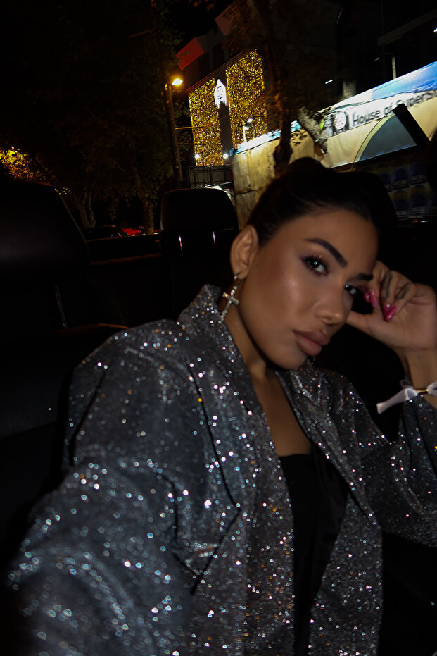 Oversize Simli Ceket - 3