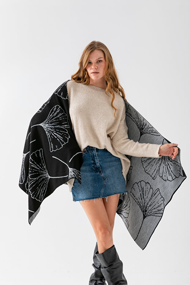 Leaf Pattern Shoulder Wrap, Stylish Comfortable Shoulder Wrap Suitable for Dual Use, Knitwear Shoulder Wrap, Shoulder Wrap