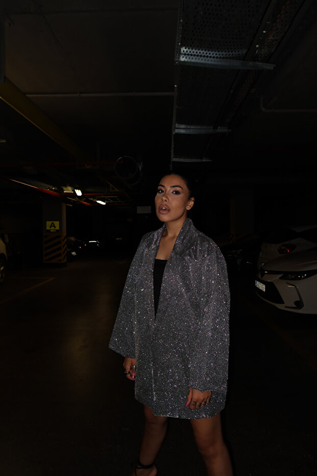 Oversize Simli Ceket - 7