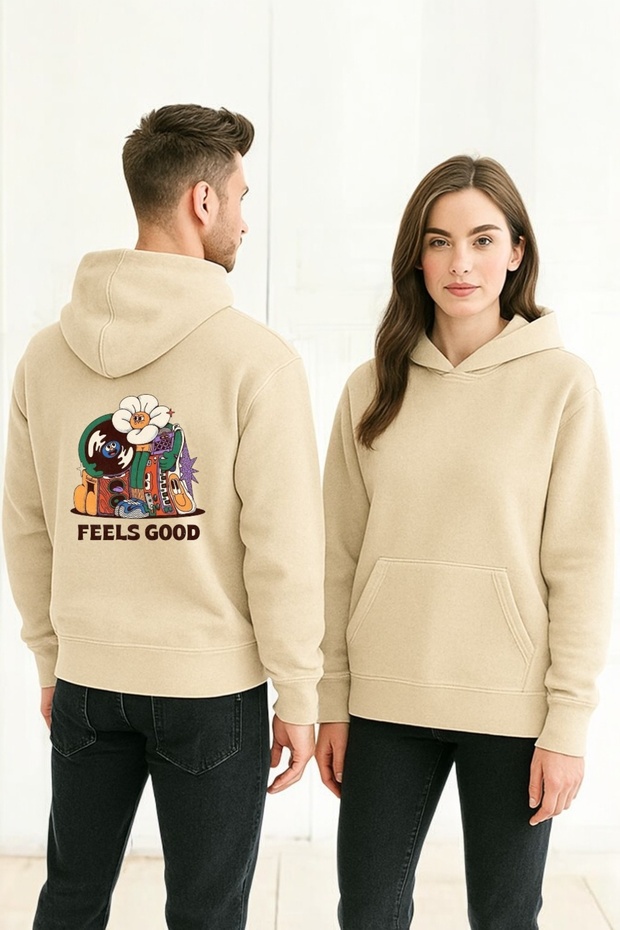 سويت شيرت بقلنسوة مطبوعة ملونة من Feel Good