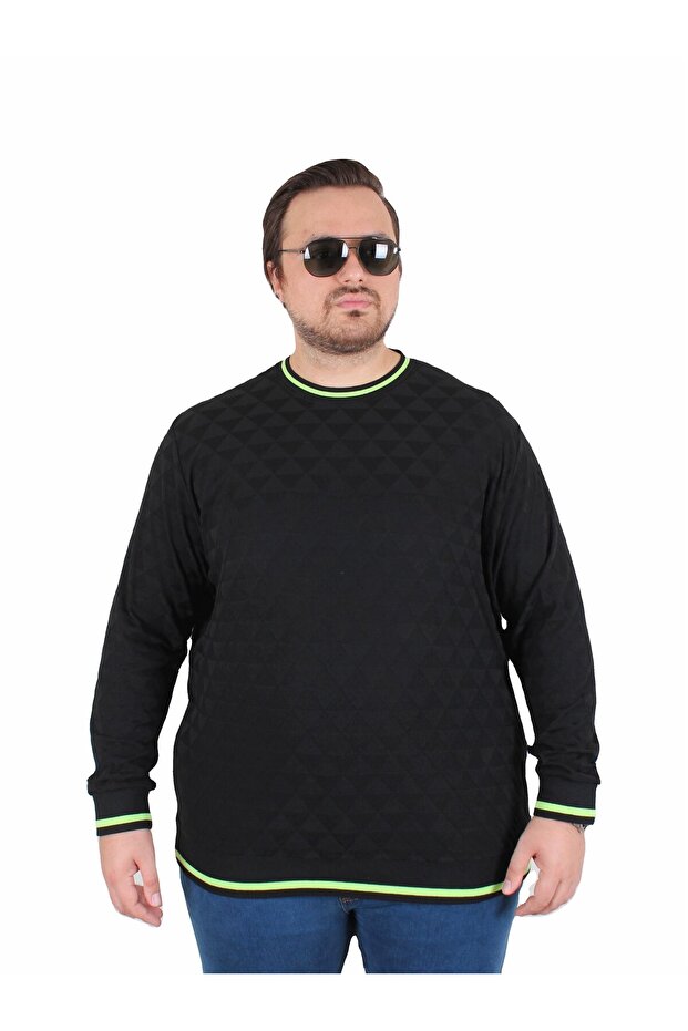 Men's Plus Size Crew Neck Knitwear Sweater Diamond 25200 Black