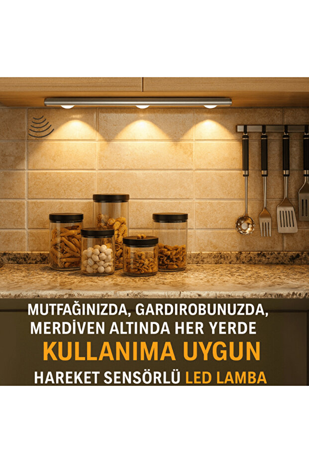 40cm Sensörlü Şarjlı LED Dekoratif Lamba Mıknatıslı 3 Farklı RENK ŞERİT LED - 6