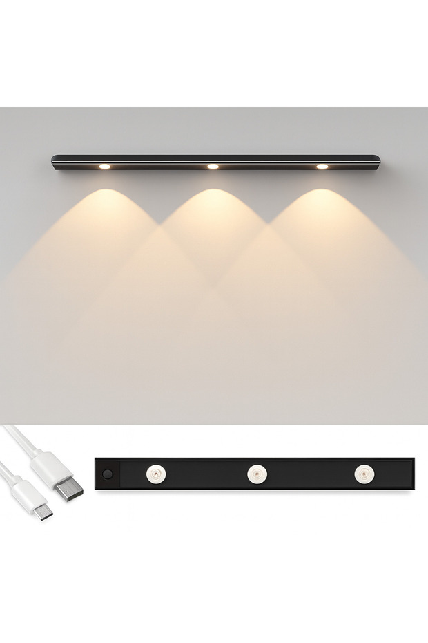 40cm Sensörlü Şarjlı LED Dekoratif Lamba Mıknatıslı 3 Farklı RENK ŞERİT LED - 1
