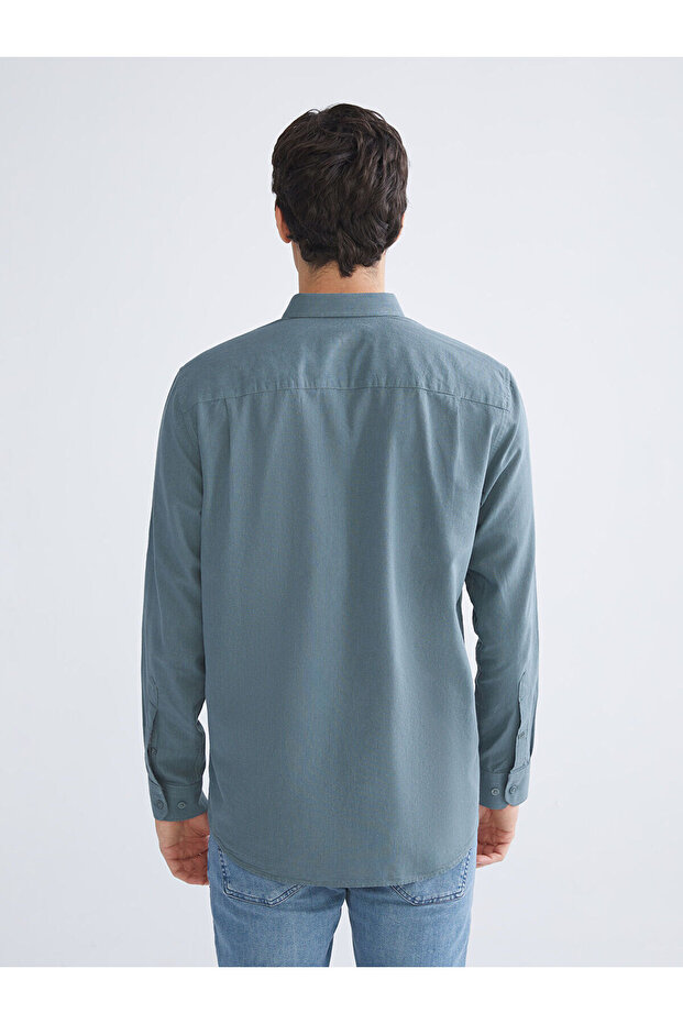 Regular Fit Uzun Kollu Poplin Erkek Gömlek - 4