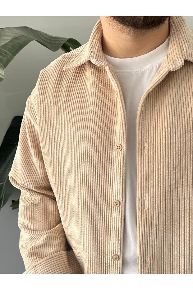 Kadife Erkek Oversize Gömlek - 5