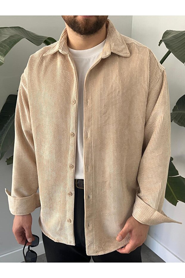 Kadife Erkek Oversize Gömlek - 3