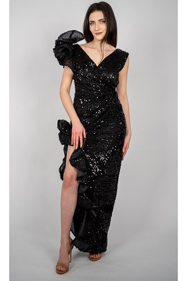 Rochie lunga neagra glam - 1