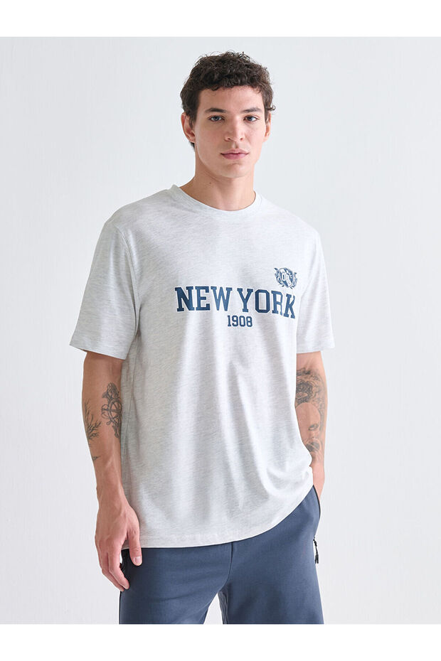 Crew Neck Printed Combed Cotton Men's T-Shirt