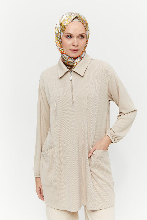 Fermuarlı Örme Tunik - 3