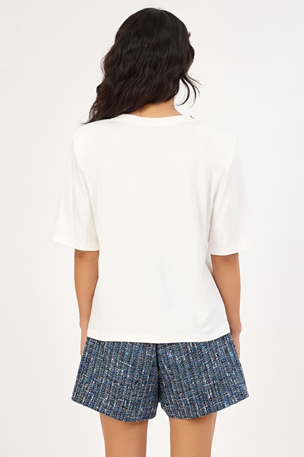 Taş işlemeli örme bluz - 3