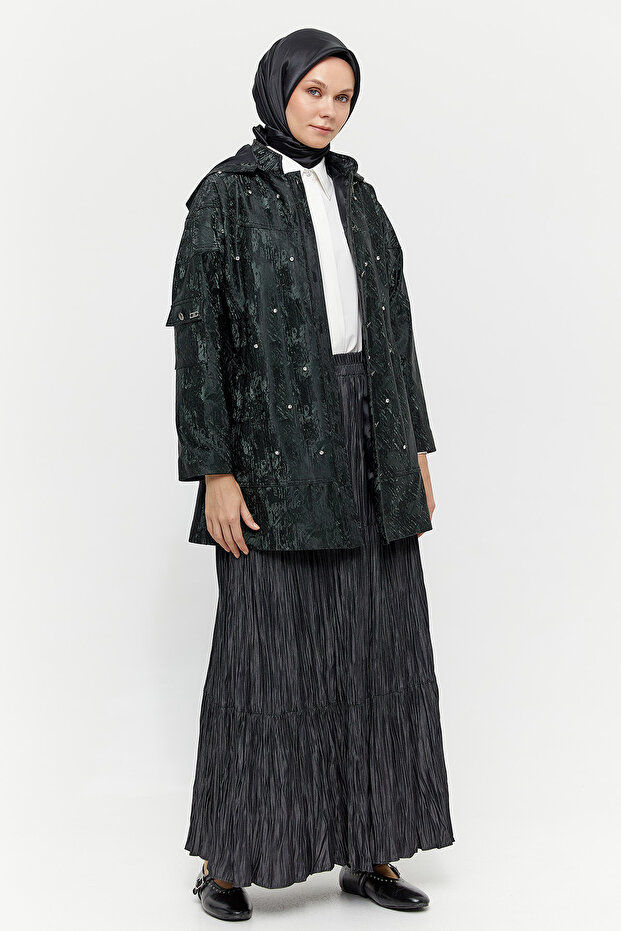 Düğmeli Jakarlı Kap - 1