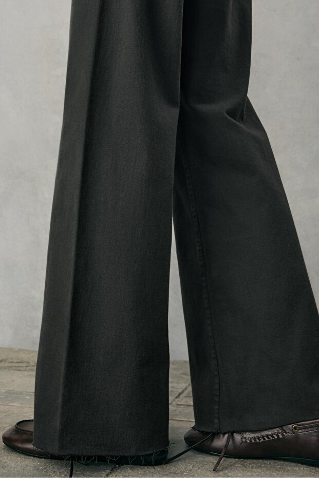 D63 geniş paça dikişli jean - 4