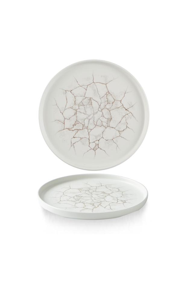Studio Prints Kintsugi Agate Grey Walled Plate – 26 cm (10.25")