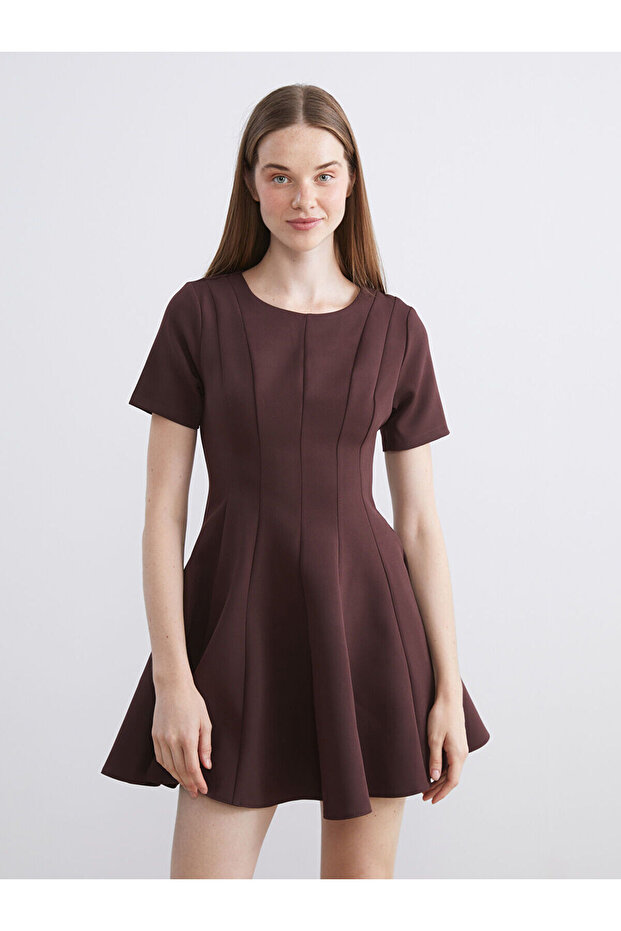 Peak Yeni Sezon Bisiklet Yaka Peplum Mini Elbise - 4