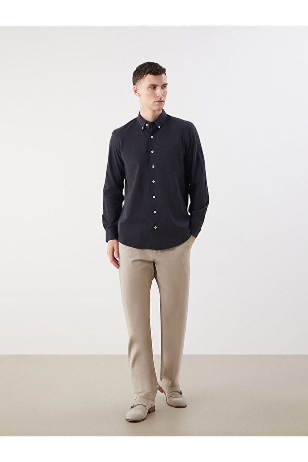 Чоловіча сорочка з попліну LCWAIKIKI Classic Regular Fit з довгим рукавом - 2