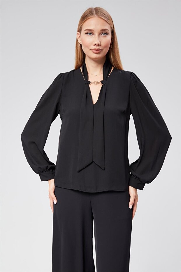 Kuşak Geçmeli Bluz - 1