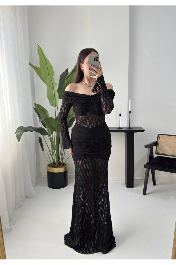 LOPEZ DANTEL BALIK SİYAH ELBİSE - 1