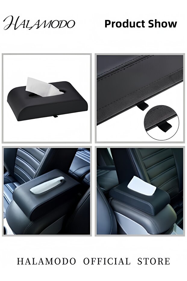 حامل ورق علبة مناديل السيارة مصنوع من جلد البولي يوريثان، حامل مناديل مستطيل الشكل، علبة مناديل متعددة الوظائف - 3