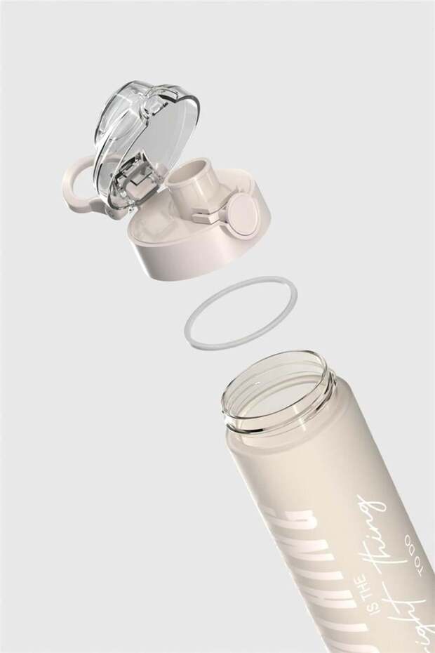 Saga Loop Patterned Writing 630 ml Matte Tritan Bottle 912137 Beige - 4