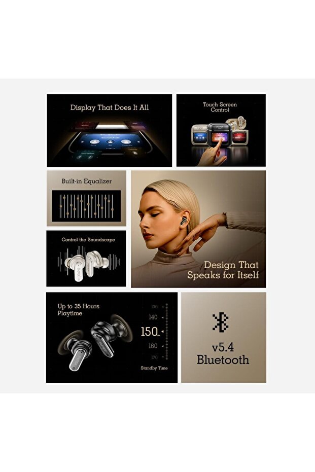 Vizion Wireless Earbuds, Bluetooth 5.4 with ENC, Smart Touch Screen Case, 35H Playtime, Hi-Fi