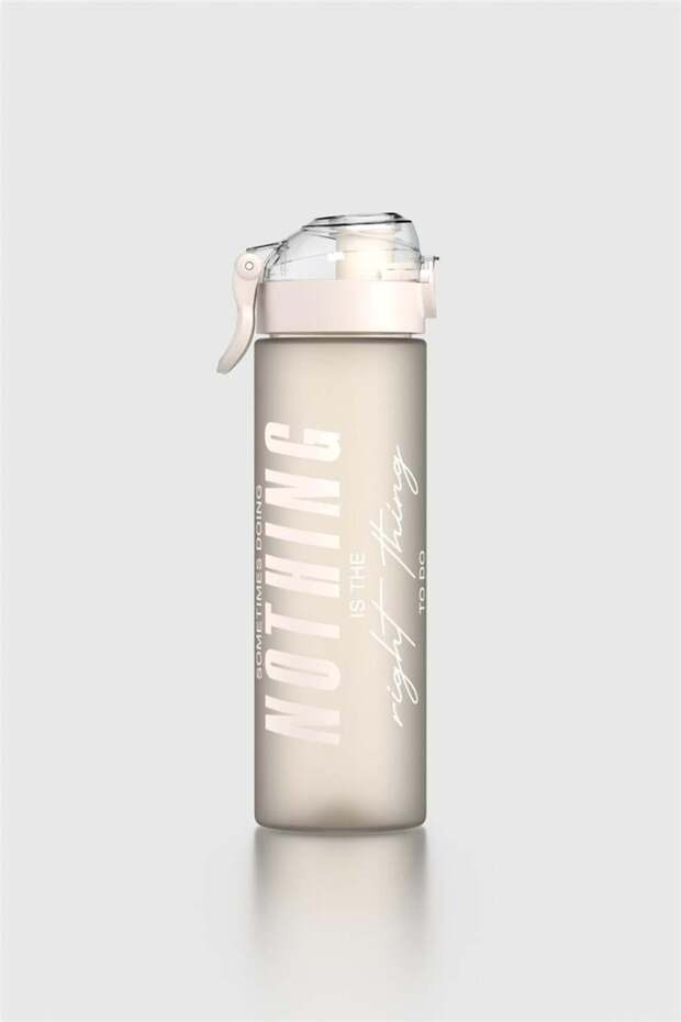 Saga Loop Patterned Writing 630 ml Matte Tritan Bottle 912137 Beige - 1