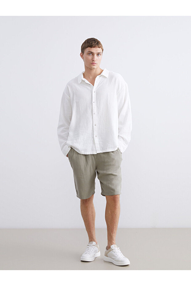 Lcw vision khaki standard fit muslin men's shorts