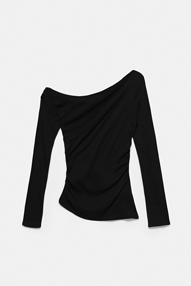 Asimetrik uzun kollu top - 6