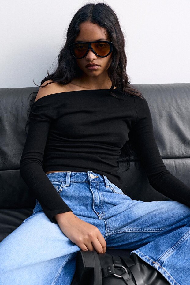 Asimetrik uzun kollu top - 1