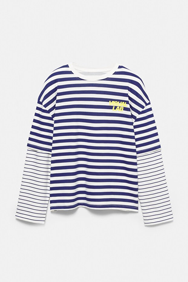 Çift kollu çizgili tişört - 7