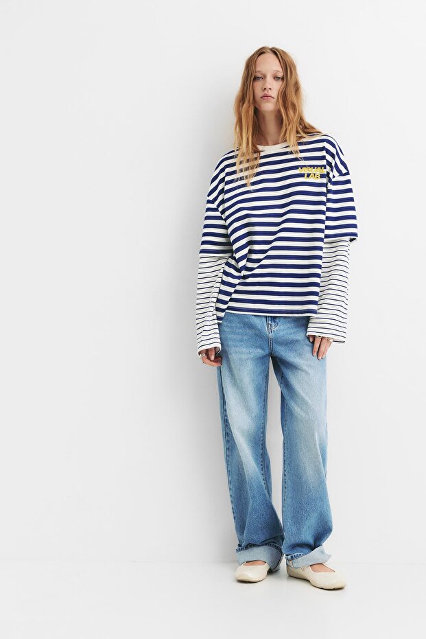 Çift kollu çizgili tişört - 4