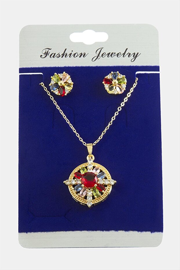 Flower Zircon Stone Set Necklace
