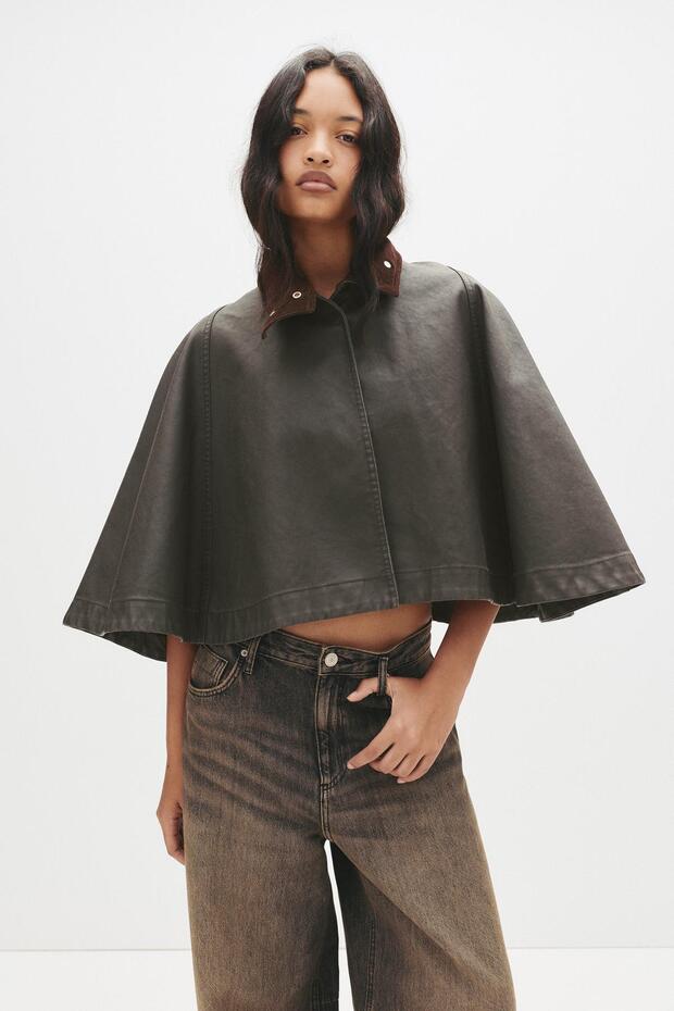 Mumlu görünümlü kısa pelerin - 5