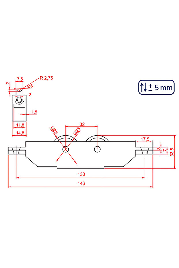 Egepen Çift Rulmanlı Zamak Pvc Pimapen Sürme Teker 2 Adet - 5