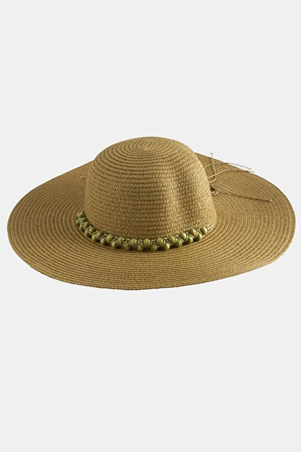 Beaded Knitted Straw Hat