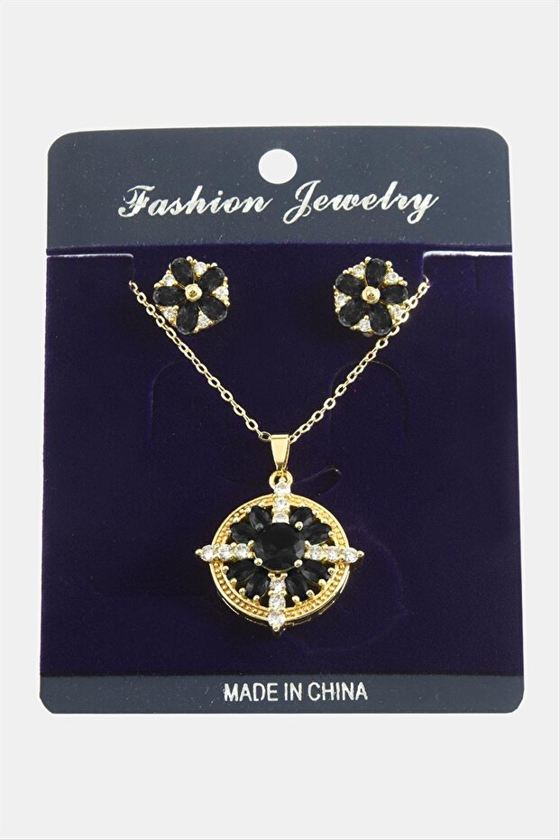 Flower Zircon Stone Set Necklace