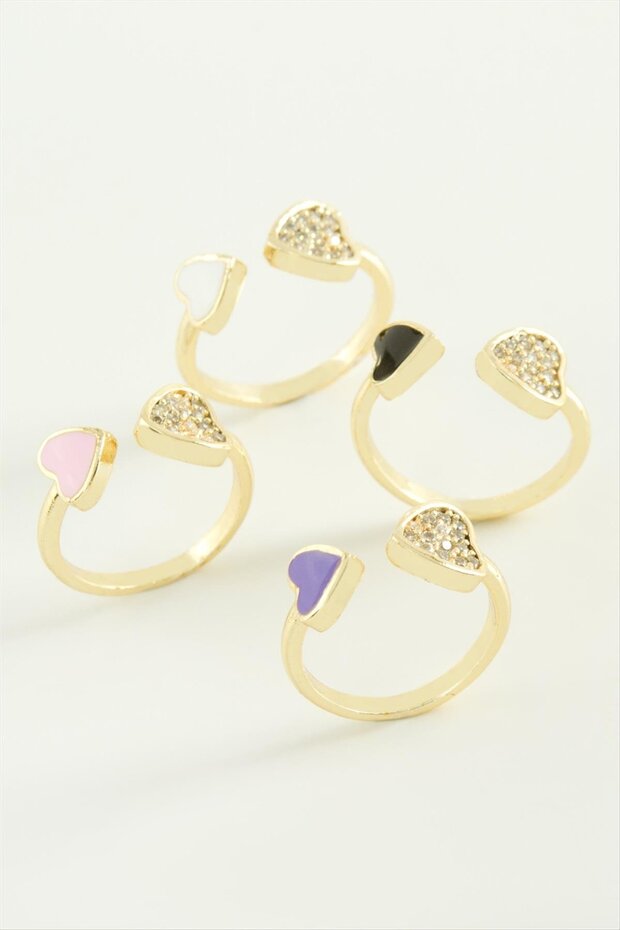 Heart stone enamel joint ring