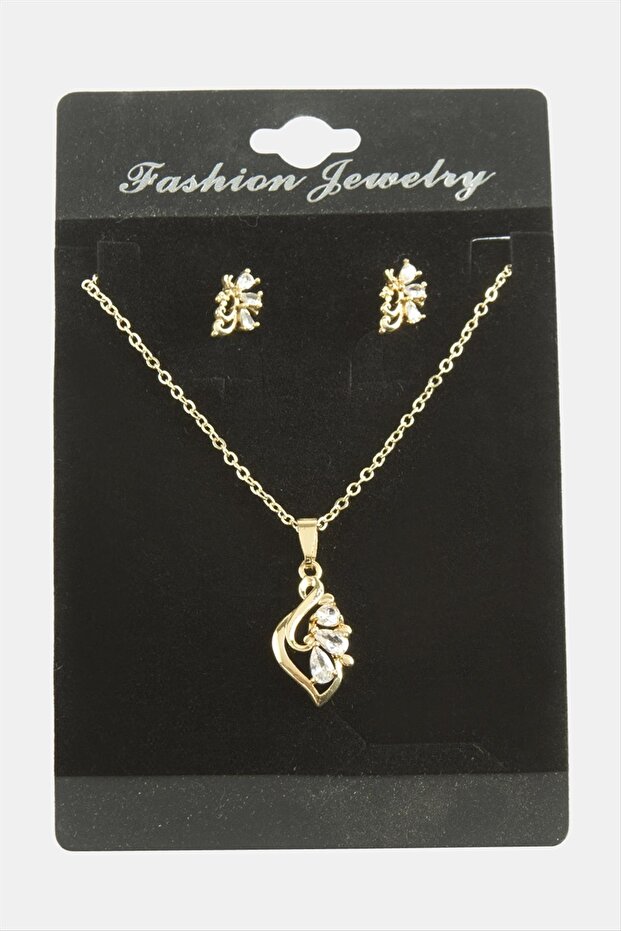Flower Zircon Stone Set Necklace
