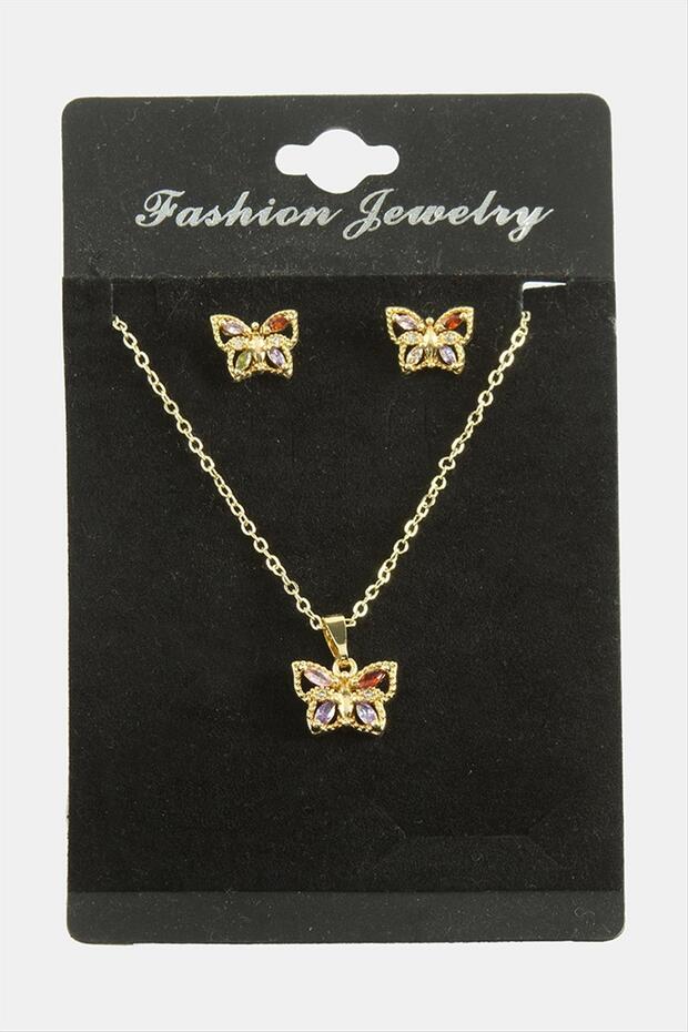 Butterfly Zircon Stone Set Necklace
